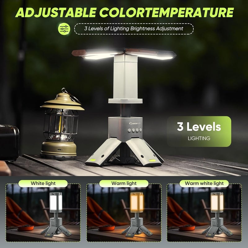SakerPlus Portable Camping Light, 14000mAh Telescopic Camping Lantern with Rechargeable Power Supply, Dimmable Magnetic Tent Lamps 6000 Lumen Outdoor Work Lights for Hiking,Camping,Home Emergency - Image 4